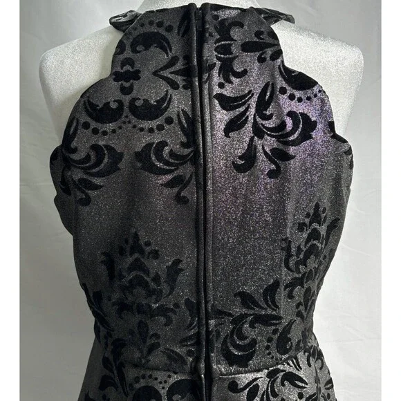 Fairygoth Silver And Black dress Velvet Design Fit and Flare Whimsigoth SZ XL - Picture 7 of 12